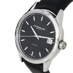 مملوكة مسبقًا ساعة يد رجالية ريموند ويل أوتوماتيك فريلانسر 2740-أس تي سي-20021 جلد ستانلس ستيل أسود 42.50 مم