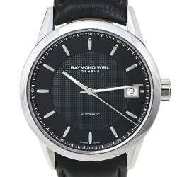 مملوكة مسبقًا ساعة يد رجالية ريموند ويل أوتوماتيك فريلانسر 2740-أس تي سي-20021 جلد ستانلس ستيل أسود 42.50 مم