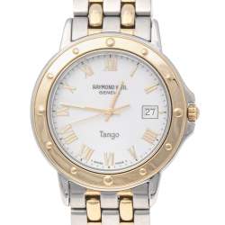مملوكة مسبقًا Raymond Weil White Two Tone Stainless Steel Tango 5560 Men's Wristwatch 36 mm