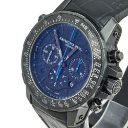 Pre Owned ساعة يد رجالية ريموند ويل نابوكو 7810 جلد ستانلس ستيل مطلي پي ڨي دي تيتانيوم سوداء 46 مم