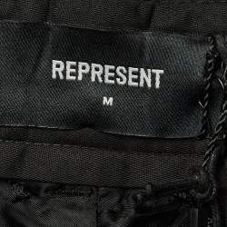 Pre Owned بنطلون ريبرesent صوف واسع مصمم بلون موحد موديل متوسط مقاس الخصر 34" 