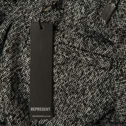 Pre Owned بنطلون ريبرesent صوف واسع مصمم بلون موحد موديل متوسط مقاس الخصر 34" 