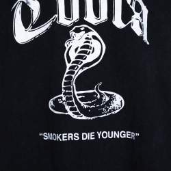 Rhude Black Vintage Wash Cotton Cobra Print Crew Neck T-Shirt XL