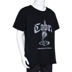 Rhude Black Vintage Wash Cotton Cobra Print Crew Neck T-Shirt XL
