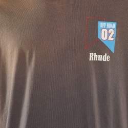 Rhude Vintage Grey Cotton Off Road Print Crew Neck Raceway T-Shirt M
