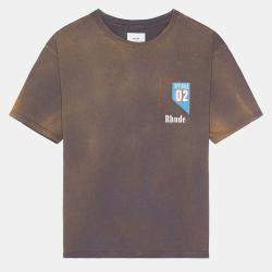 Rhude Vintage Grey Cotton Off Road Print Crew Neck Raceway T-Shirt M
