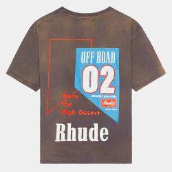 Rhude Vintage Grey Cotton Off Road Print Crew Neck Raceway T-Shirt M