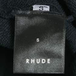 Rhude Dark Grey Knit Graphic Printed Hooded Sweatshirt S