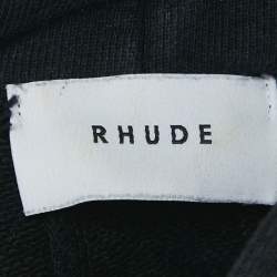Rhude Dark Grey Knit Graphic Printed Hooded Sweatshirt S