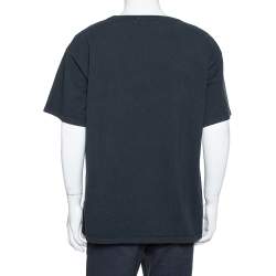 Rhude Black Graphic Printed Cotton Washed Out Effect Oversized T-Shirt M