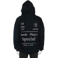 Rhude Dark Grey Knit Graphic Printed Hooded Long Sleeve Sweatshirt M