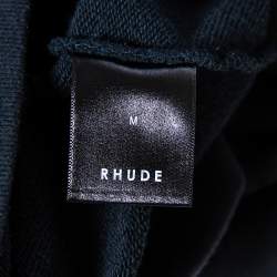 Rhude Dark Grey Knit Graphic Printed Hooded Long Sleeve Sweatshirt M