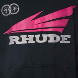 Rhude Dark Grey Knit Graphic Printed Hooded Long Sleeve Sweatshirt M