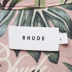 Rhude Pink Tropical Print Hawaiian Shirt L
