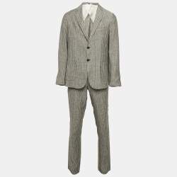 Pre Owned بدلة ريكي دي فلورنسا بيج مخطط بخطوط رفيعة مقاس إكس إكس لارج