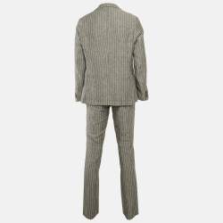 Pre Owned بدلة ريكي دي فلورنسا بيج مخطط بخطوط رفيعة مقاس إكس إكس لارج