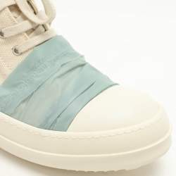 Rick Owens White Canvas and Nylon Overlay Low Top Sneakers Size 45