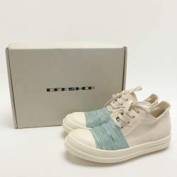 Rick Owens White Canvas and Nylon Overlay Low Top Sneakers Size 45