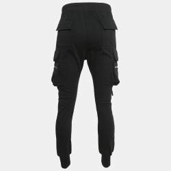 Pre Owned Rick Owens Black Cotton Knit Mastodon Cargo Pants XL