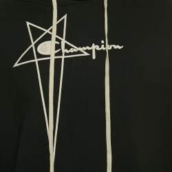 Pre Owned Rick Owens x Champion Black Cotton Oversized Sleeve Hoodie S