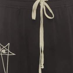 Pre Owned Rick Owens x Champion Black Cotton Drawstring Prisoner Sweatpants M