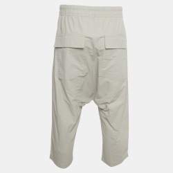 Pre Owned Rick Owens Grey Coated Linen Blend Cropped Sarouel Pants XXL