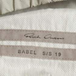 Pre Owned Rick Owens Grey Coated Linen Blend Cropped Sarouel Pants XXL