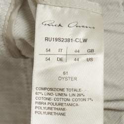 Pre Owned Rick Owens Grey Coated Linen Blend Cropped Sarouel Pants XXL