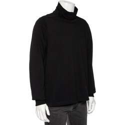 Rick Owens Black Knit Funnel Neck Detailed Oversized Jumper S