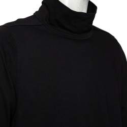Rick Owens Black Knit Funnel Neck Detailed Oversized Jumper S