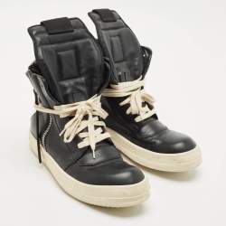 Rick Owens Black Leather Geobasket Sneakers Size 41