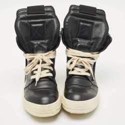 Rick Owens Black Leather Geobasket Sneakers Size 41