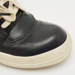 Rick Owens Black Leather Geobasket Sneakers Size 41
