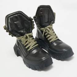 Rick Owens Black Leather Tractor Dunk Boots Size 41