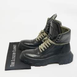 Rick Owens Black Leather Tractor Dunk Boots Size 41