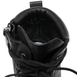 Rick Owens Black Leather Lace-Up Ankle Boots Size 41 