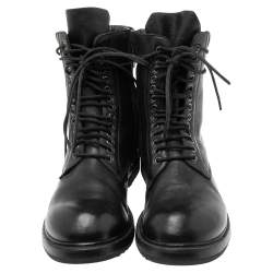 Rick Owens Black Leather Lace-Up Ankle Boots Size 41 