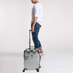 Pre Owned حقيبة سفر ريموا x مونكلير فضية من الألومنيوم العاكس كابينة