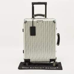 Pre Owned Rimowa x Fendi Grey FF Aluminium Trolley Cabin Suitcase