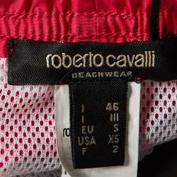 Roberto Cavalli Beachwear Fucsia Pink Logo Printed Swim Shorts S