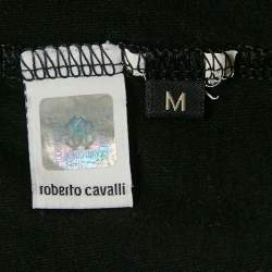 Roberto Cavalli Beachwear Black Logo Print Crew Neck T-Shirt M