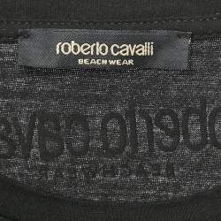 Roberto Cavalli Beachwear Black Logo Print Crew Neck T-Shirt M