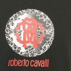 Roberto Cavalli Beachwear Black Logo Print Crew Neck T-Shirt M