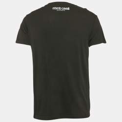 Roberto Cavalli Beachwear Black Logo Print Crew Neck T-Shirt M