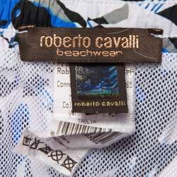 Pre Owned شورت روبيرتو كافالي بيتشوير مطبوع أزرق مقاس متوسط - ميديم