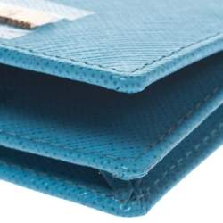 Pre Owned Roberto Cavalli Turquoise Leather Card Holder