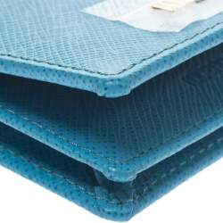 Pre Owned Roberto Cavalli Turquoise Leather Card Holder