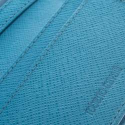 Pre Owned Roberto Cavalli Turquoise Leather Card Holder