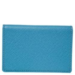 Pre Owned Roberto Cavalli Turquoise Leather Card Holder