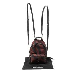 Roberto Cavalli Maroon/Black Zebra Print Fabric and Leather Mini Backpack